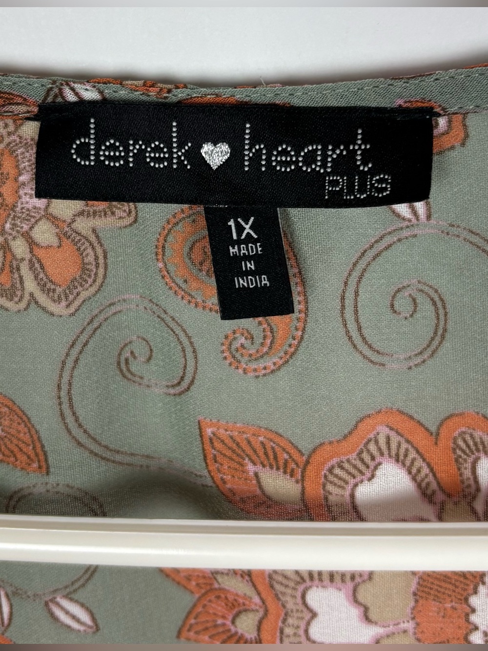Derek Heart Plus Kimono Size 1X Open Front Floral Sage Peach Fringe Boho - Picture 3 of 5